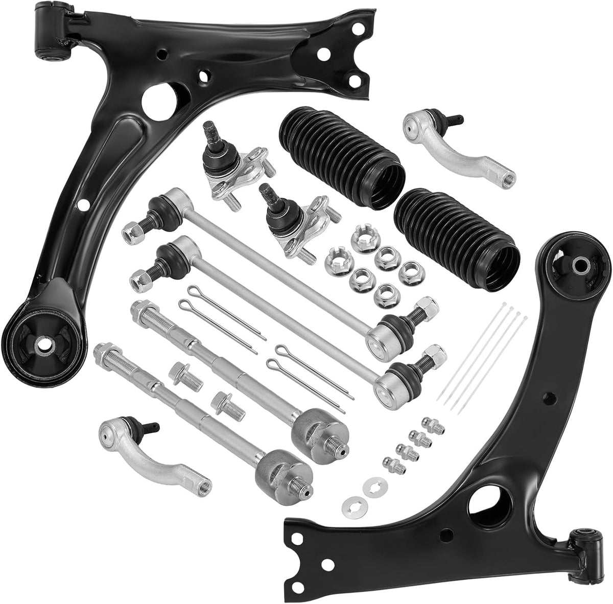 BDFHYK 12pc Front Lower Control Arm with Bushings for Toyota Corolla 2003-2008, OE K640361 K640360 K90309 K80230 EV470 ES80432 ES80431, Driver & Passenger Side Suspension Steering Kit with Boots