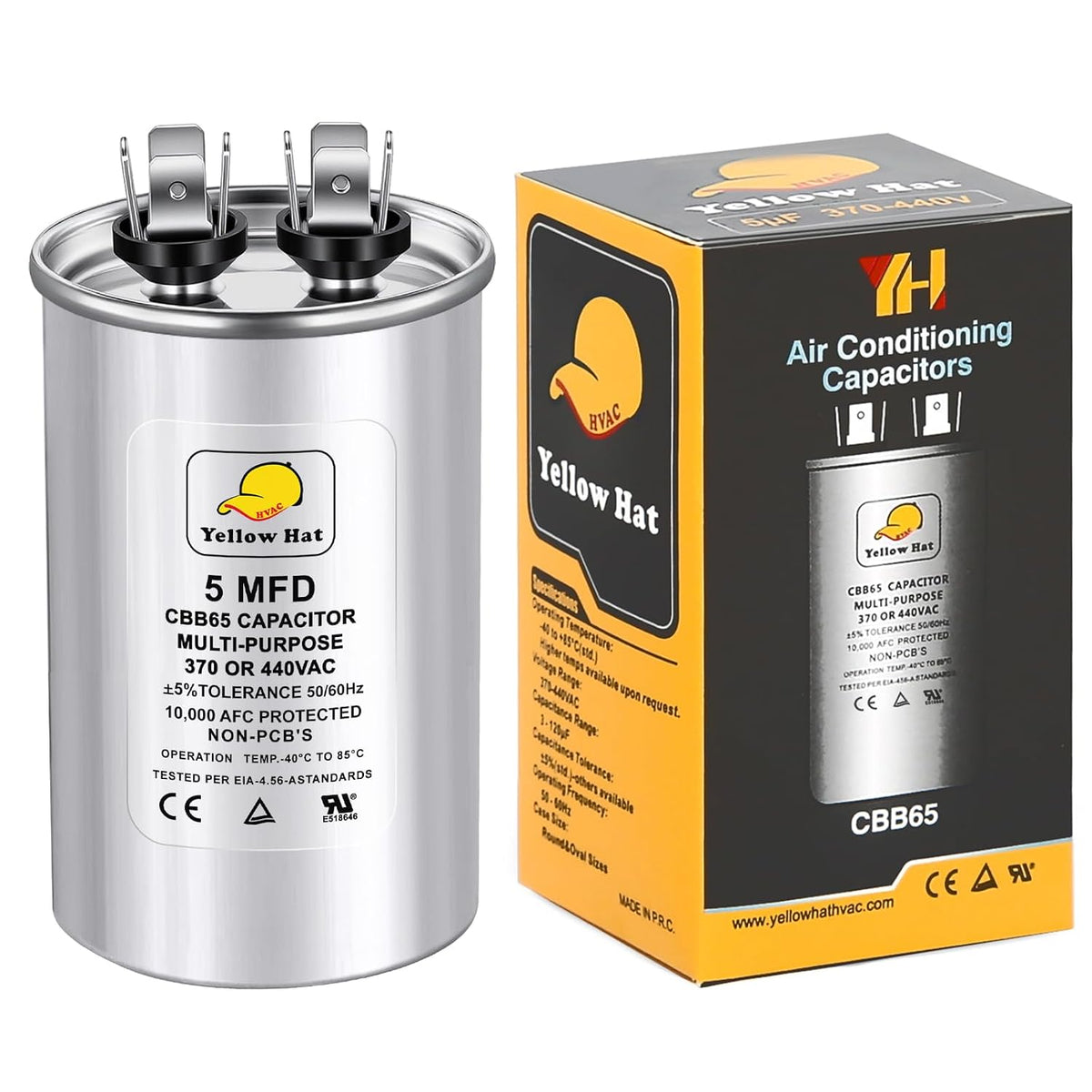 5 uF MFD ±5% 370V/440V CBB65 Run Round Capacitor for AC