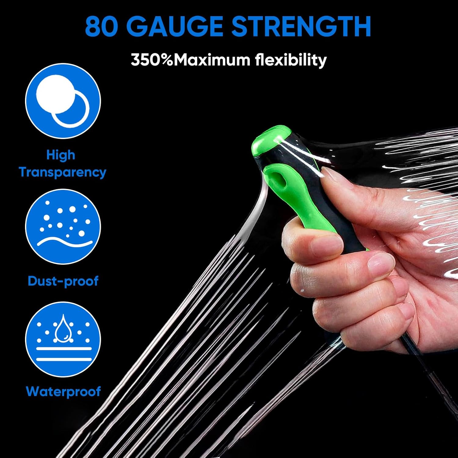 Stretch Wrap Stretch Film Roll, 1000ft Industrial Strength 5 inch Wide Clear Plastic Wrap with Handles for Pallet