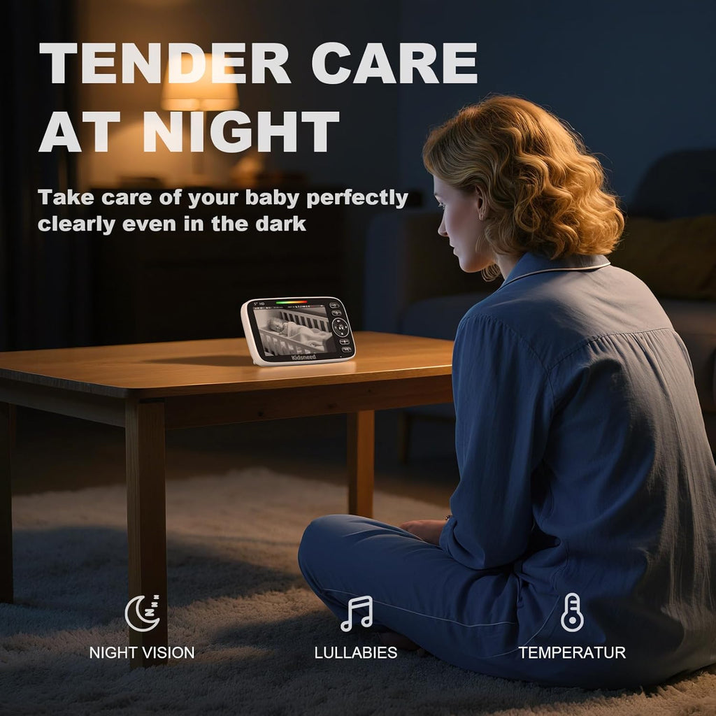 5” Baby Monitor with Camera and Audio No WiFi | 48H Battery Life, Night Vision, Two Way Talk, Remote Pan Tilt Zoom