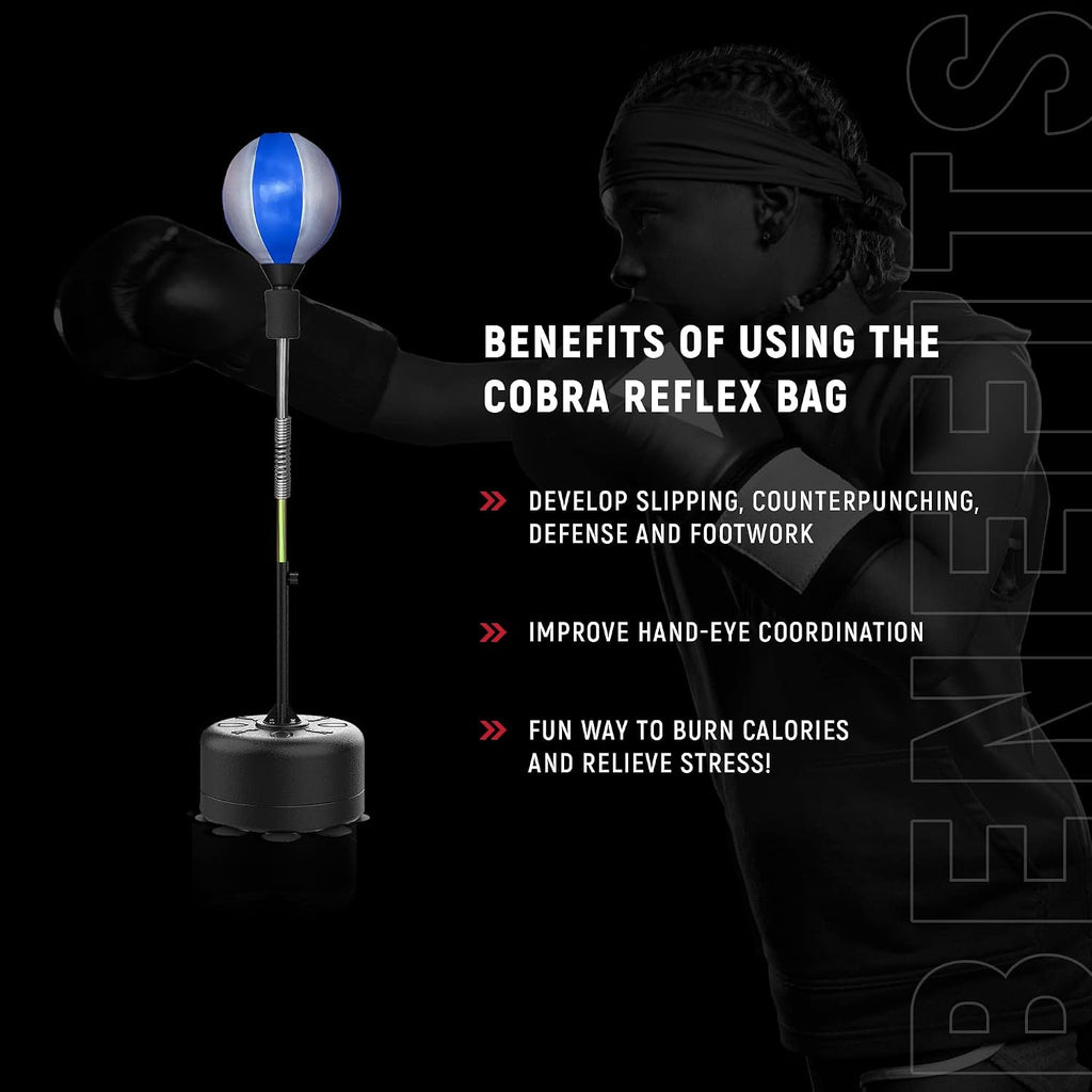 Cobra Reflex Bag, Fast Action Punching Bag with Stand, Punching Bags for Adults and Teens, Adjustable Height Boxing