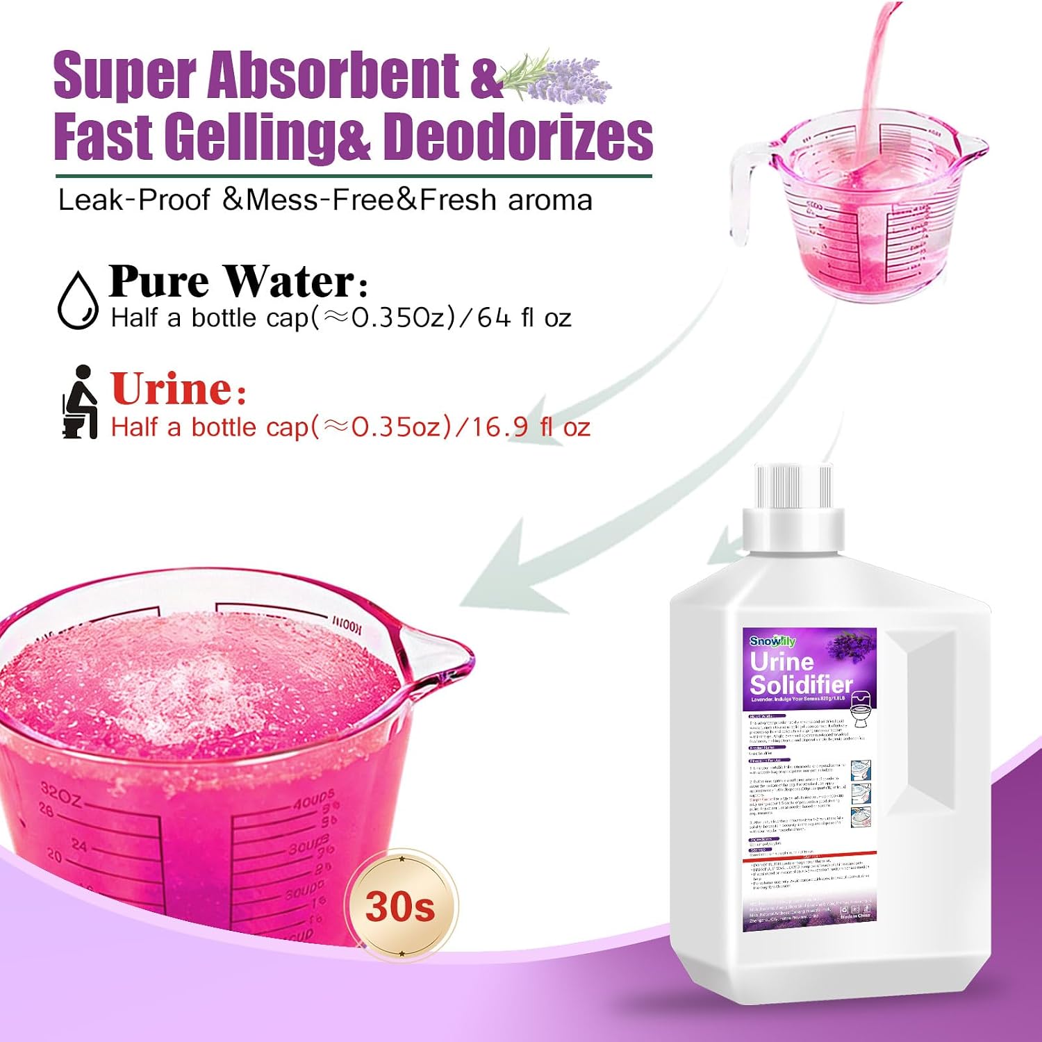 Pee Powder for Camping Toilet Gel,Urine Solidifier Powder Super Absorbent Portable Camping Toilet Deodorizer Liquid
