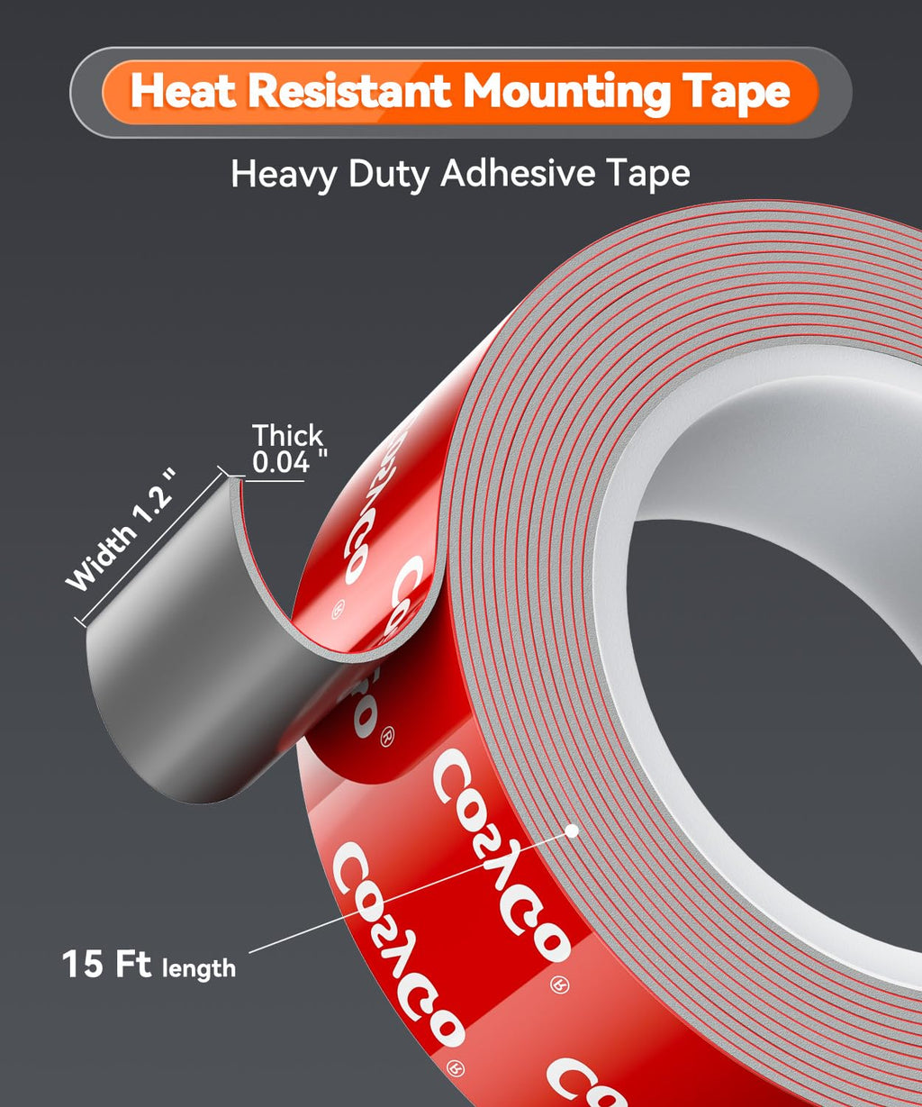 Double Sided Tape Heavy Duty, Permanent Bond Heat Resistant 15FT