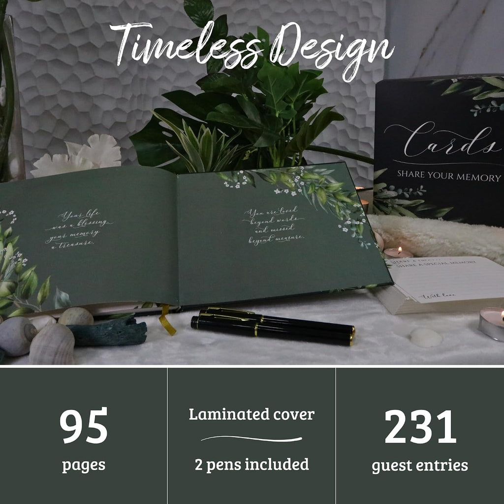 All-in-One Funeral Guest Book Set – Memorial Guestbook, Funeral Register Book, Celebration of Life Guest Book
