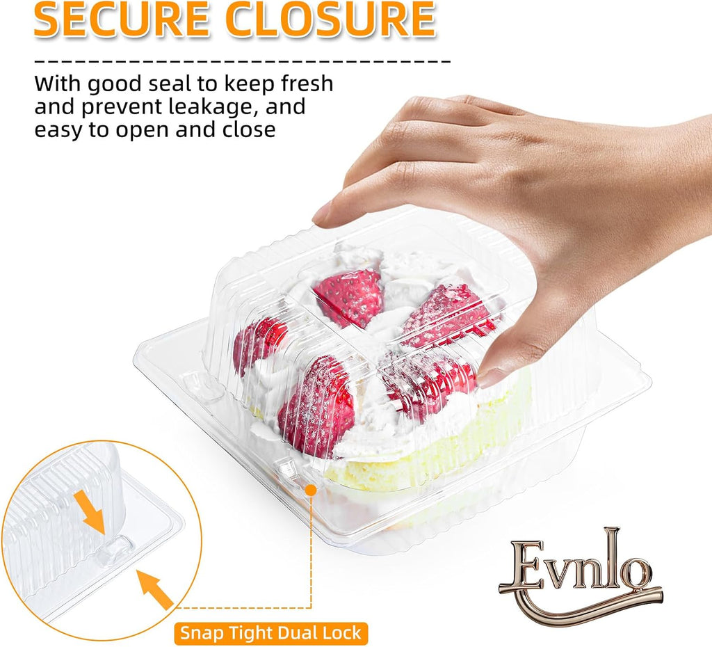 50 Count Heavy Duty Clear Clamshell Food Containers Hinged with Lids