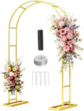 7.2FT Wedding Arch Backdrop Stand Metal Frame Gold Pergola Arbor with Base