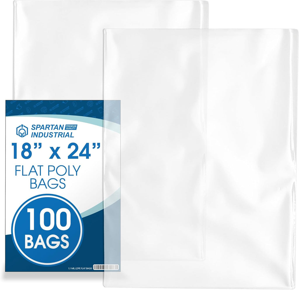 18" X 24" Open-End Flat Clear Poly Bags (100 Count) - 1.1 Mil