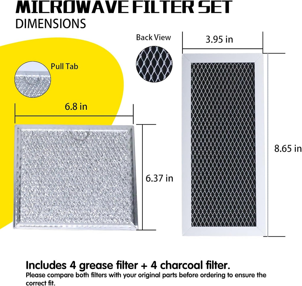 ME19R7041FS ME19R7041FSAA 8-Pack Microwave Filters: 4 Charcoal + 4 Grease