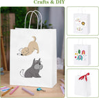 100pcs 10x5x13 White Paper Bags with Handles Large Paper Gift Bags