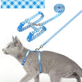 Cat Harness and Leash Set, Escape Proof for Safe Walking, Blue Plaid