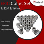 findmall ER32 1/32-13/16 Inch Collet Set 26Pc with 2 Hooks