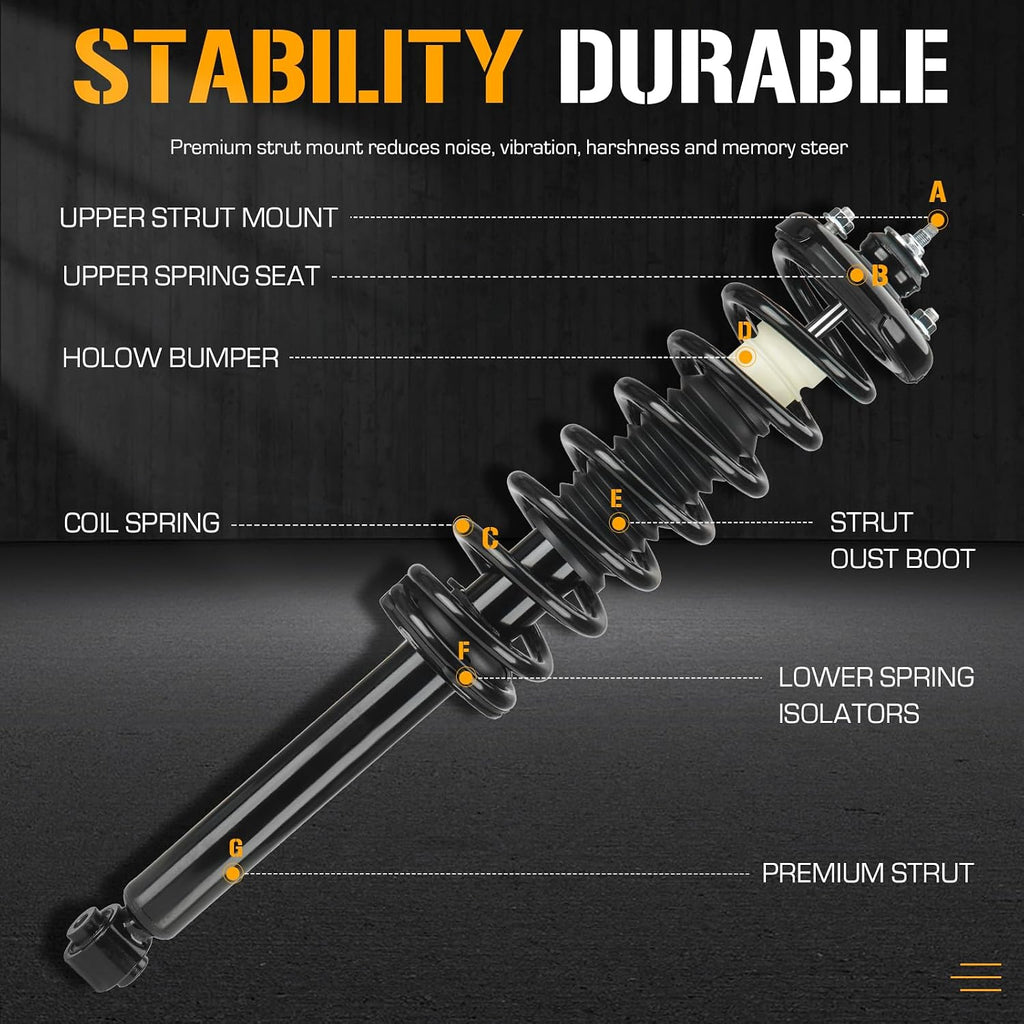Rear Complete Struts Spring Assembly Shocks Absorbers Compatible with Honda Accord 2003-2007, for Acura Tl 2004-2008, 171372 (Set of 2)