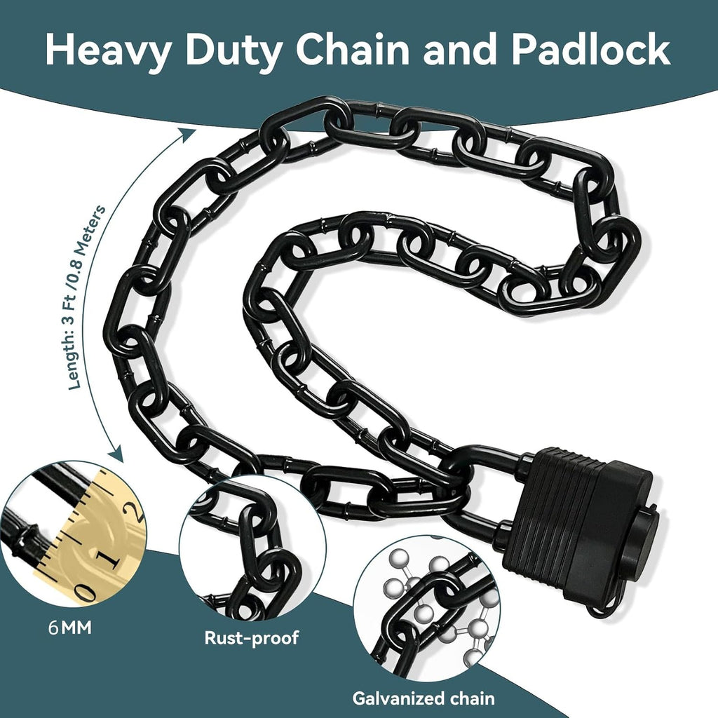 Heavy Duty Weather-Resistant Padlock with Chain, Anti-Theft Advanced Hardened Security Chain Lock for Fences