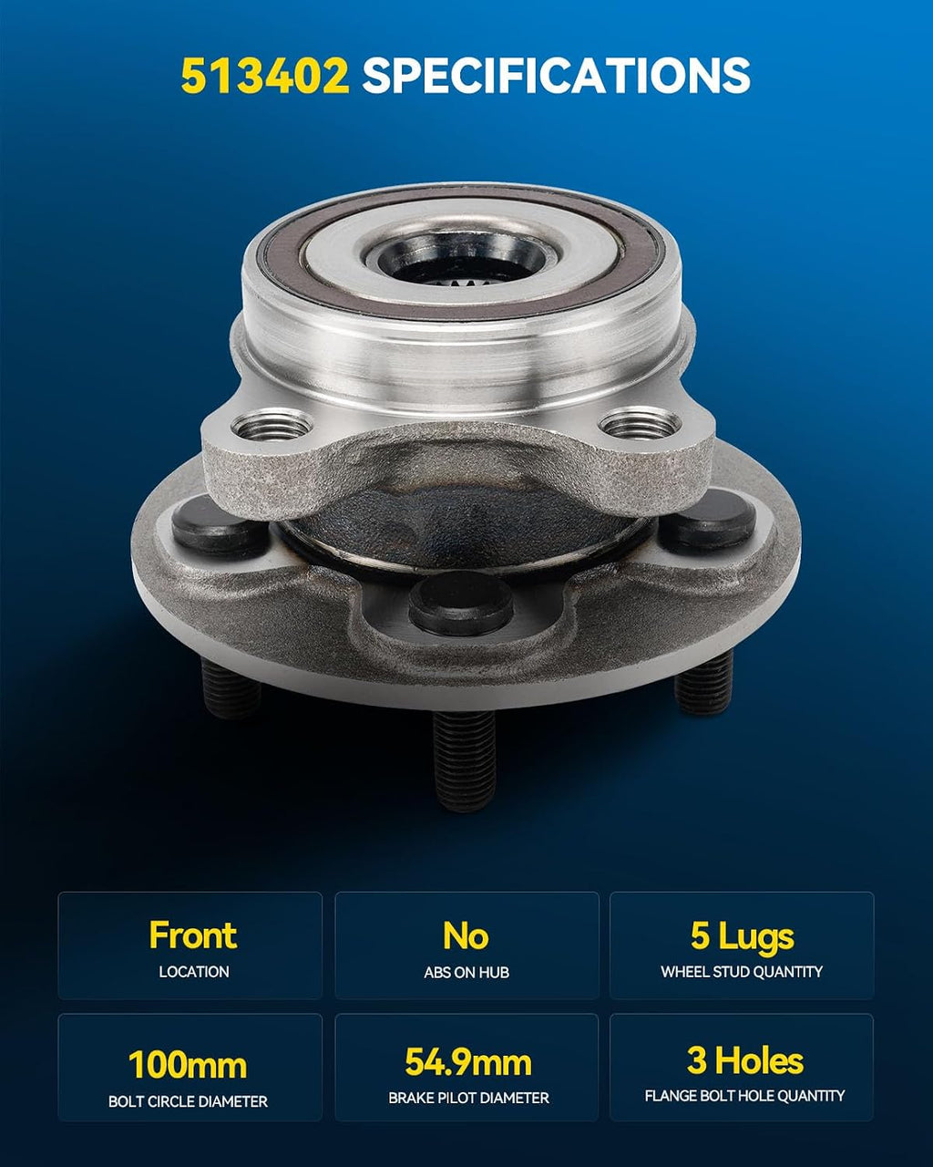 PHILTOP 513402 Front Wheel Bearing Hub Assembly for Toyota Corolla, Prius