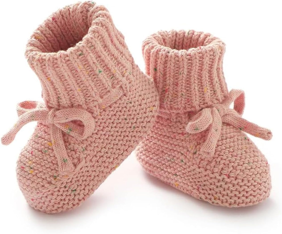 Baby Booties Newborn Babe First Walkers Non-Slip Stay On Boots Crib Shoes Sock Warm Knit Booties for Infant Boy Girl