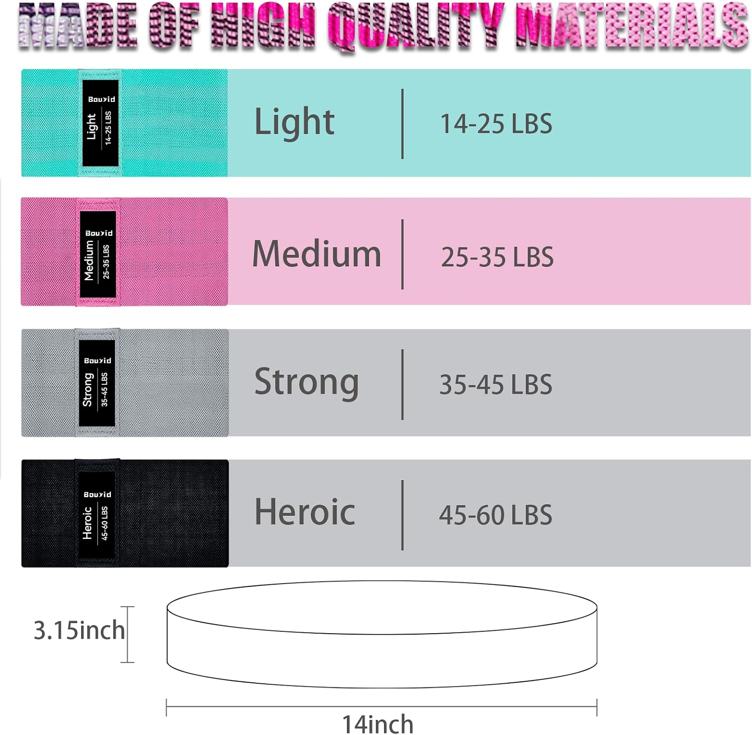 Resistance Bands for Working Out, 4 Levels Exercise Bands for Women & Men, Elastic Workout Band for Physical Therapy