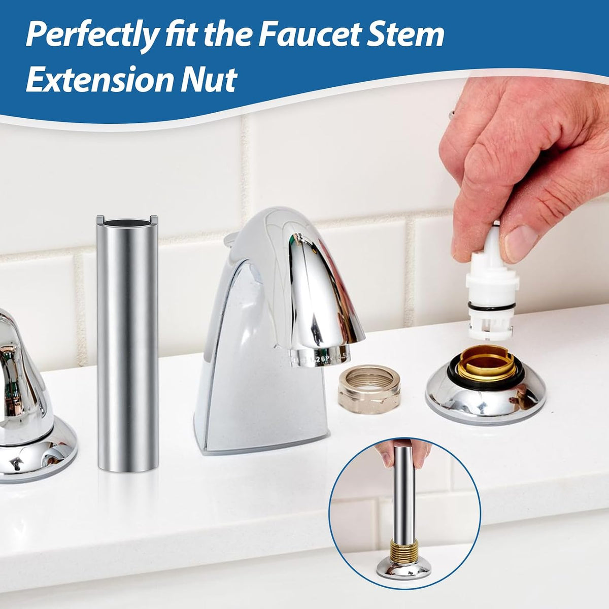 1224 1224B Faucet Cartridge Replacement Kit, Compatible with Moen 1224/1224B/14272, 2 Cartridges + 1 Retainer Removal Tool for Double Handle Tub Shower Valve Repair