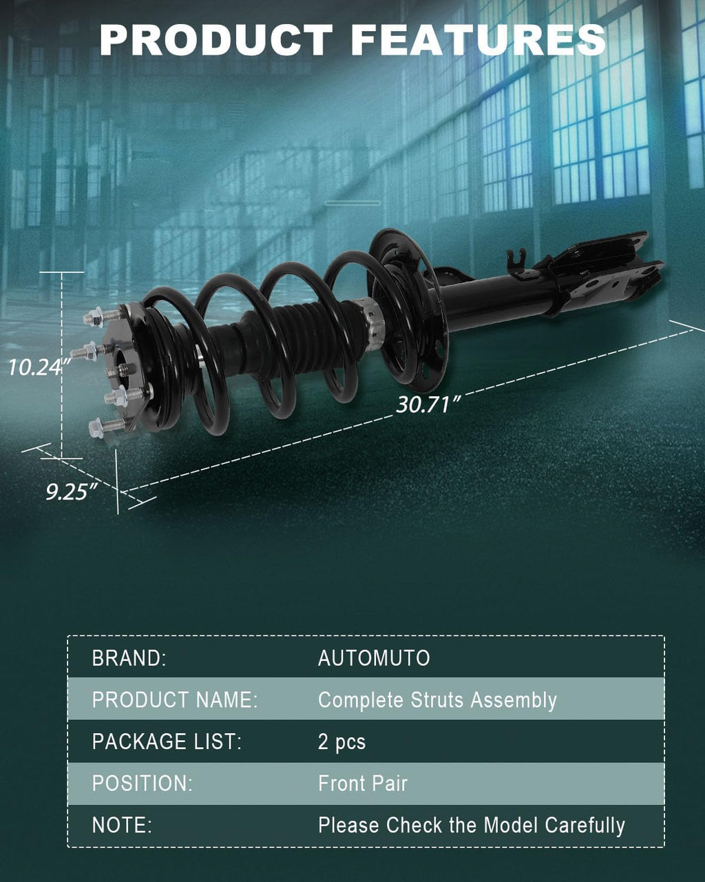AUTOMUTO Front Pair struts Shock Absorber for Ford Explorer 2011-2013 FWD