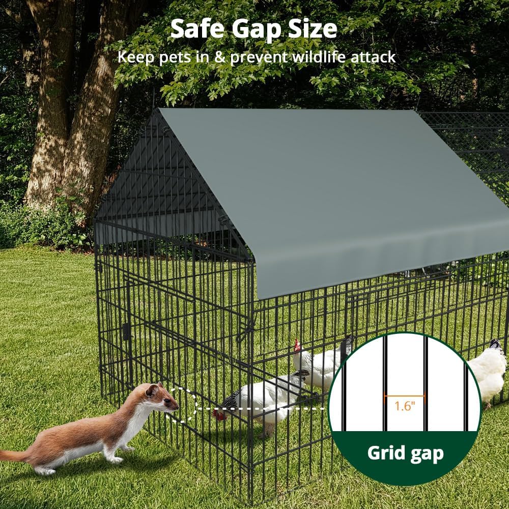 Chicken Coop, 130"×40"×40" Chicken Run Pen with Cover for Yard