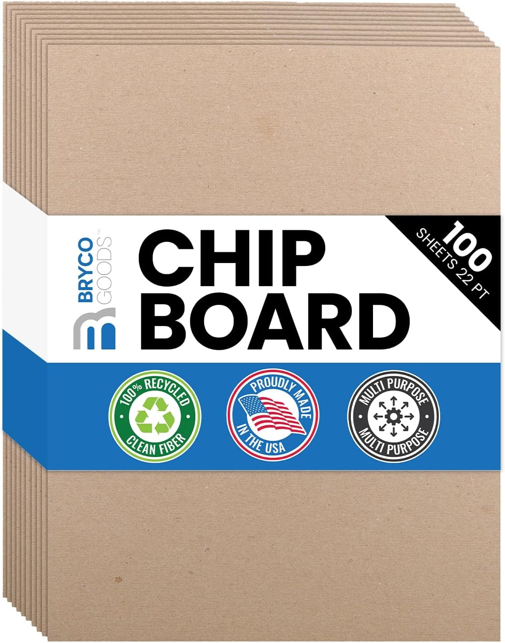 Chipboard Sheets 8.5" x 11" - 100 Sheets, 22-Point, Made in USA