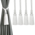 4 Pack Curtain Tiebacks with Tassel, White