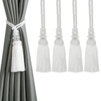 4 Pack Curtain Tiebacks with Tassel, White
