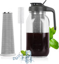 Cold Brew Coffee Maker - 64 Oz Heavy-Duty Glass Mason Jar Pitcher with Stainless Steel Filter, Leak-Proof Lid