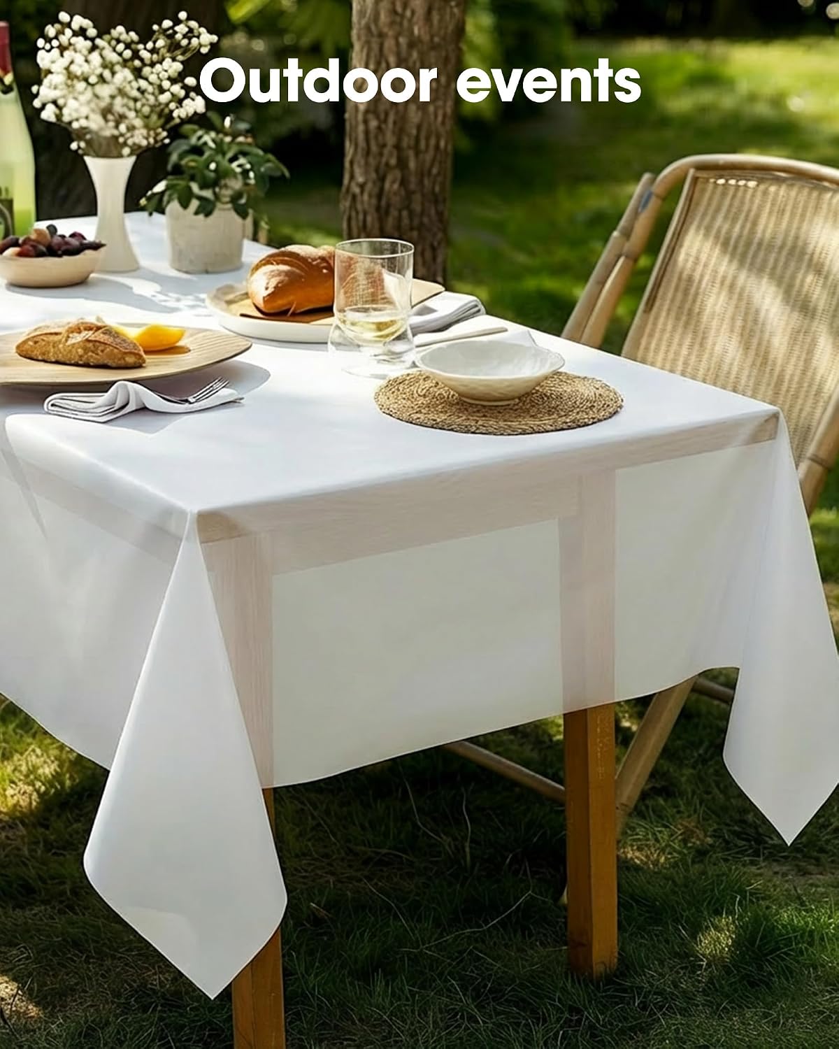 20 Pack White Disposable Plastic Tablecloth 54x108 Inch
