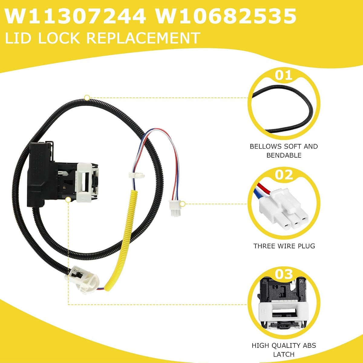 TOMOON Upgraded W11307244 W10682535 Washer Lid Lock Replacement