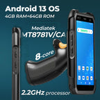 Android 13 Barcode Scanner with Handle Grip, 1D/2D, 4+64GB, NFC