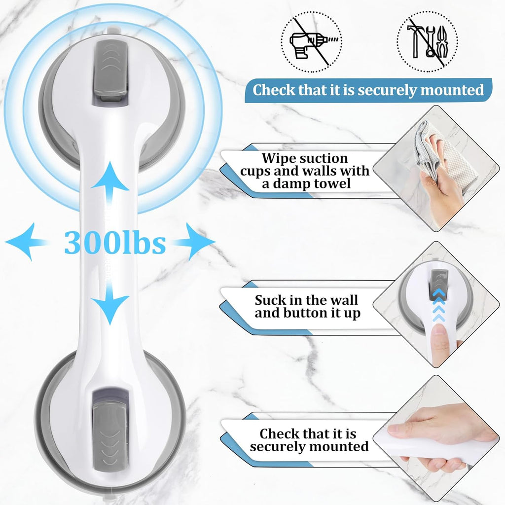 Shower Handle 1 Pack Grab Bars for Bathtubs & Showers, 12 inch Grab Bars for Bathroom with Strong Hold Suction Cup
