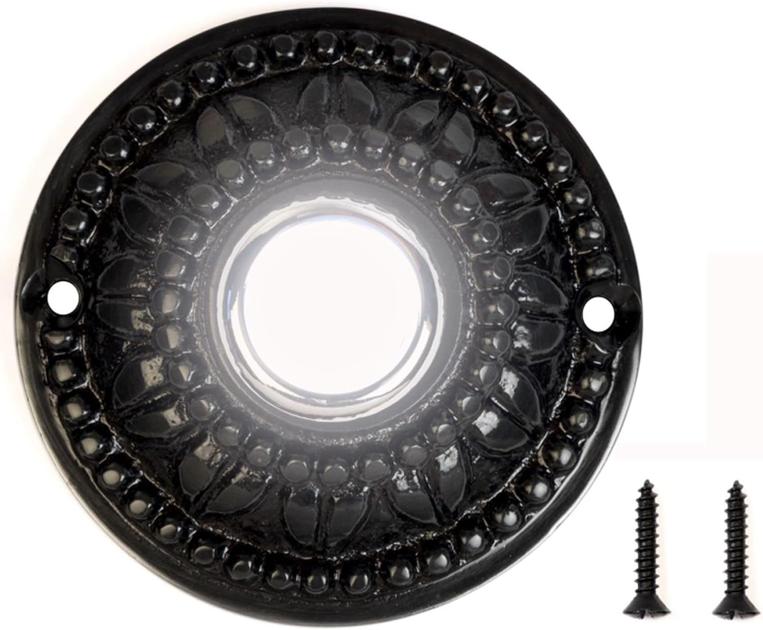Round Doorbell Push Button, Solid Brass, Oil Rubbed Bronze Finish | 2.3 in Diameter, LED Push Button Doorbell, Two