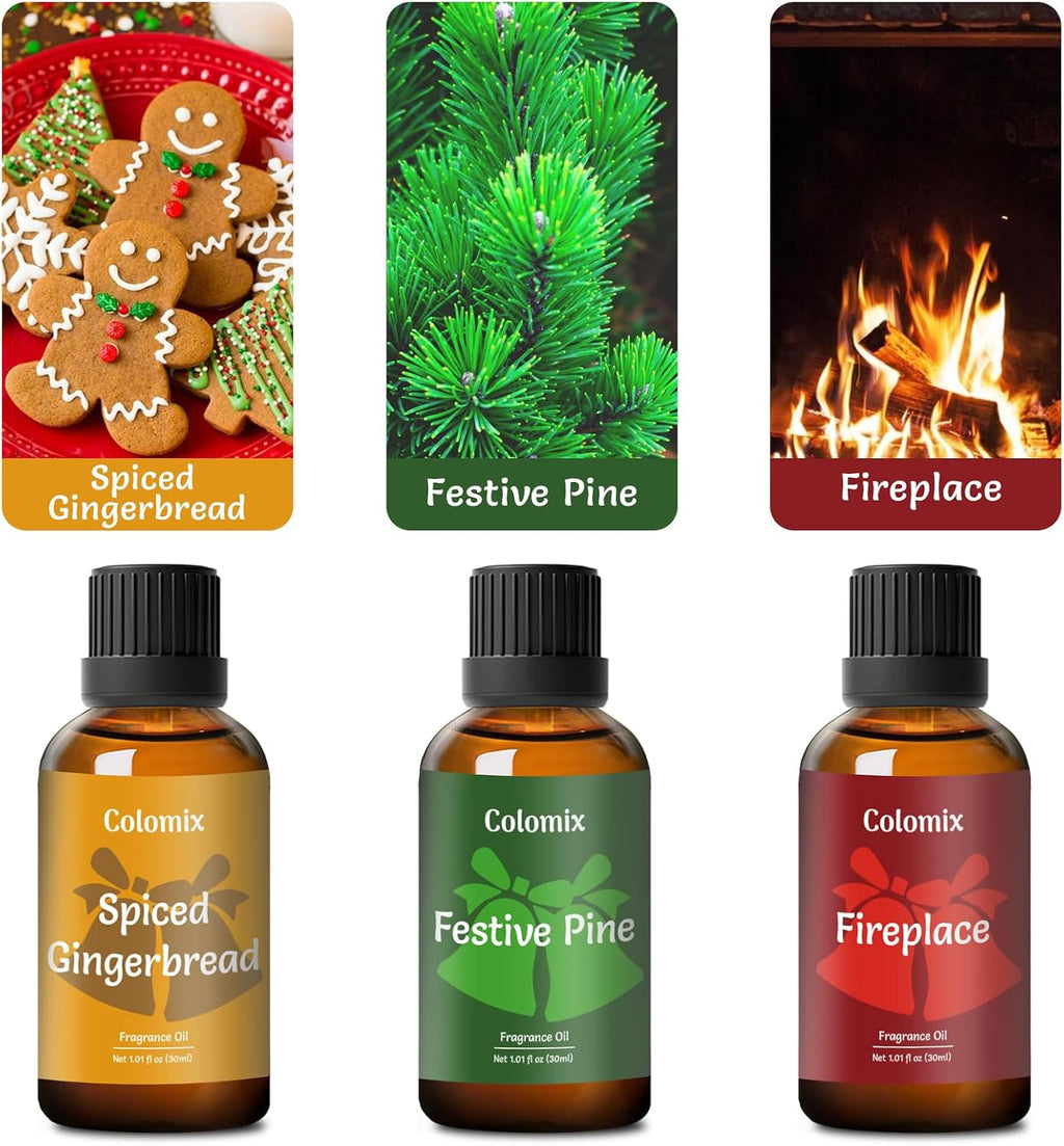 Christmas Fragrance Oils Set, 30ml x 3, Fragrance Oil for Diffuser, Candle Making, Soap Scents | Holiday Scent Oil