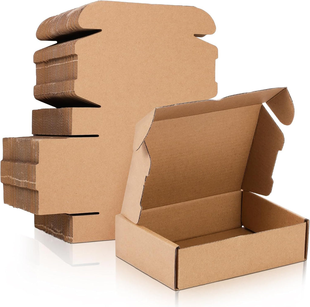 100 Pcs 5.91 x 3.94 x 1.57 Inches Shipping Boxes Cardboard Gift Corrugated Cardboard Brown Boxes Mailer Packaging for