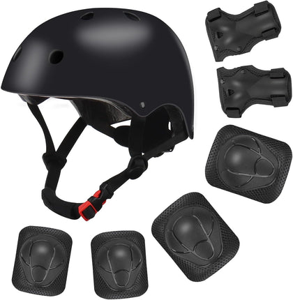 Color Gradient Adjustable Kids Bike Helmet with Knee & Elbow Pads Set | Multi-Sport Safety Gear for Boys & Girls Ages