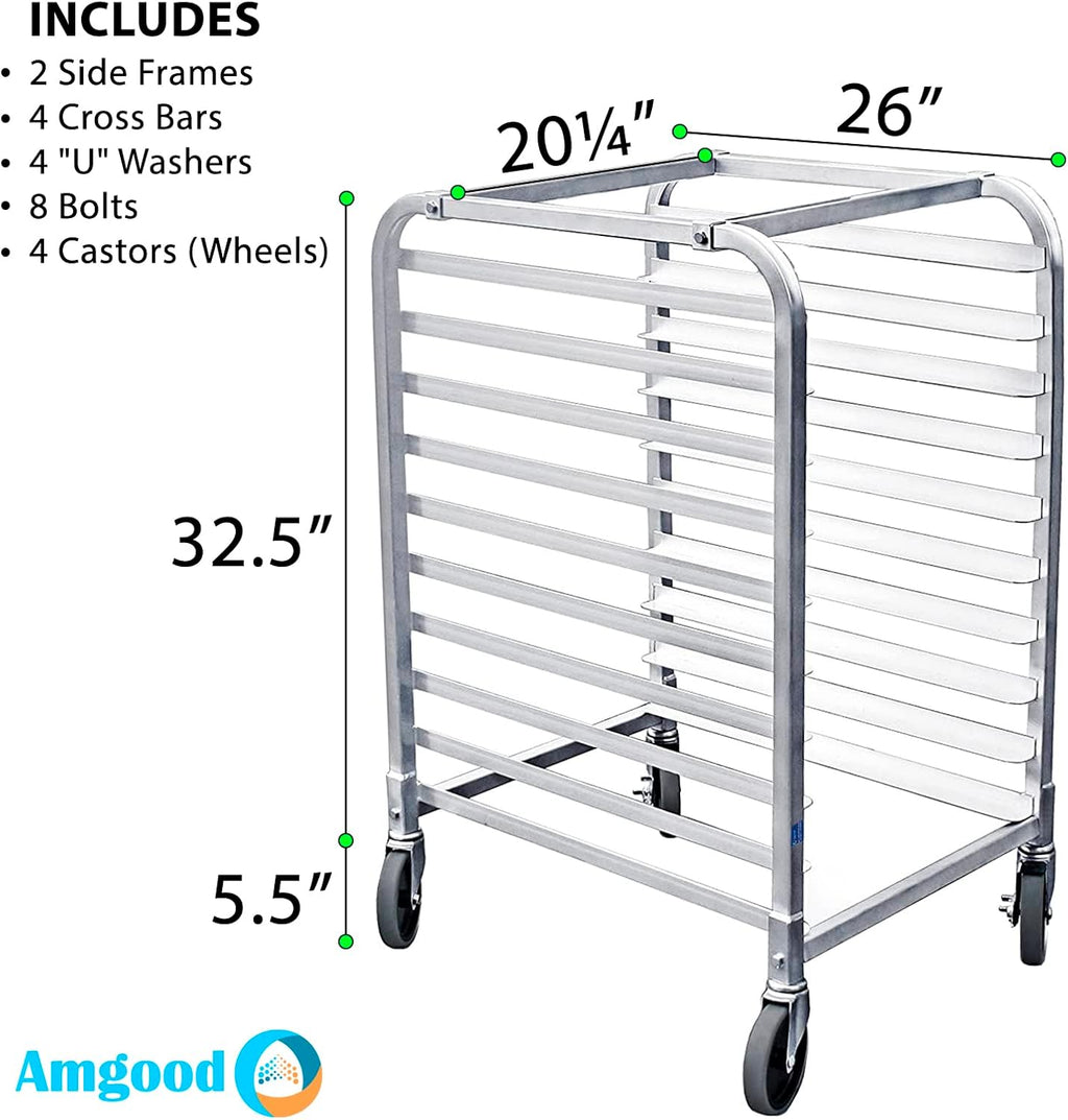 10 Tier Sheet Pan Rack | Commercial Bakery Bun Pan Rack With Wheels
