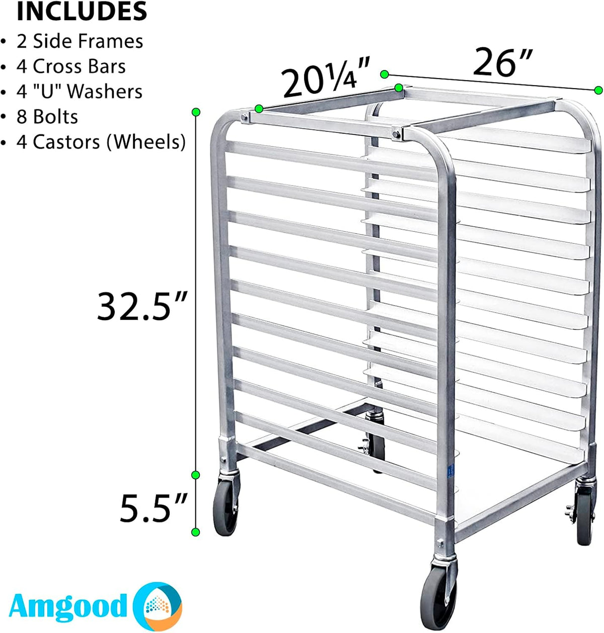 10 Tier Sheet Pan Rack | Commercial Bakery Bun Pan Rack With Wheels
