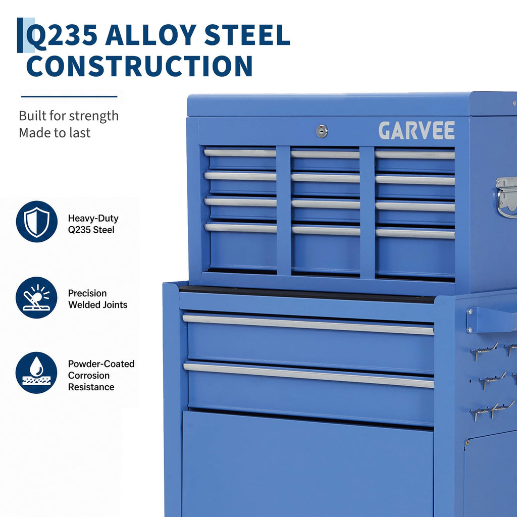 8-Drawer Rolling Tool Chest with Lock &Wheels 2-in-1 Large Toolbox