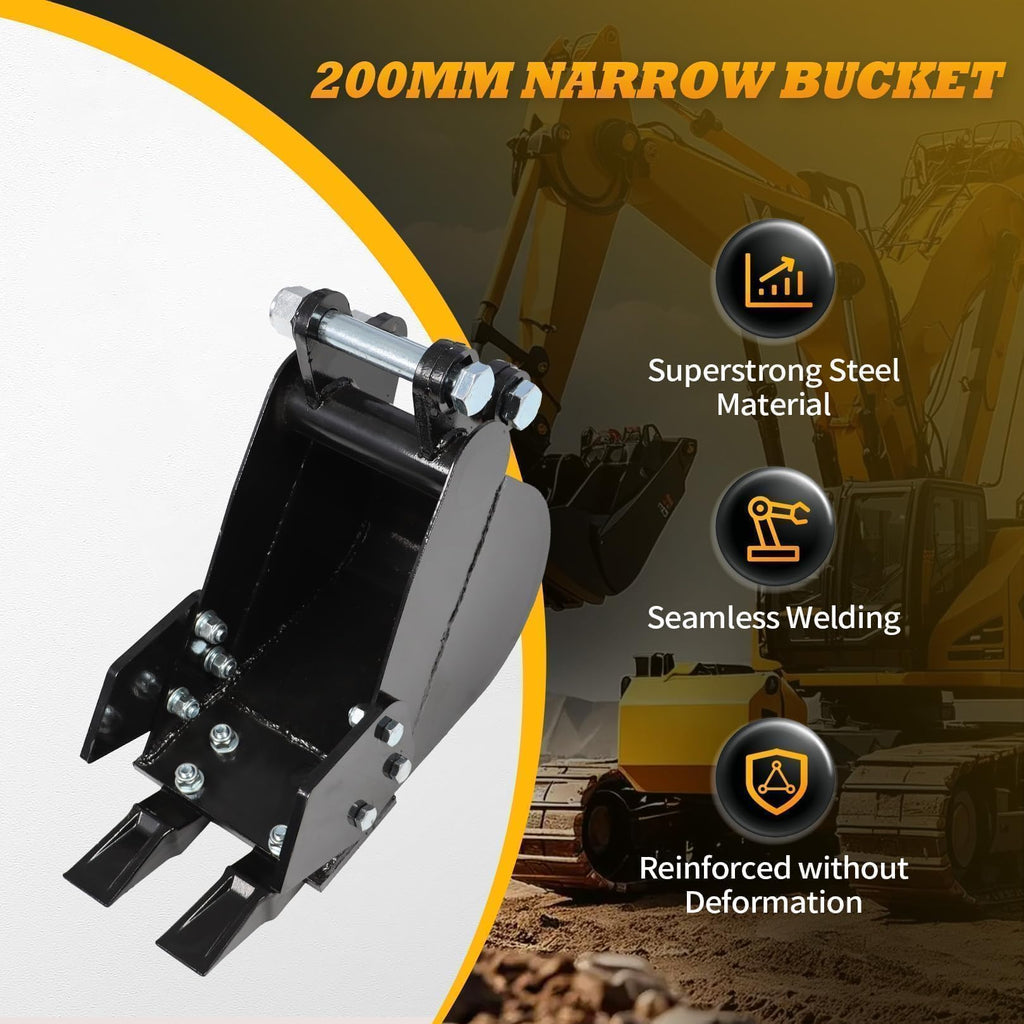 Jecoupoon 200mm Narrow Trenching Bucket Compatible with Mini Excavators