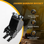 Jecoupoon 200mm Narrow Trenching Bucket Compatible with Mini Excavators