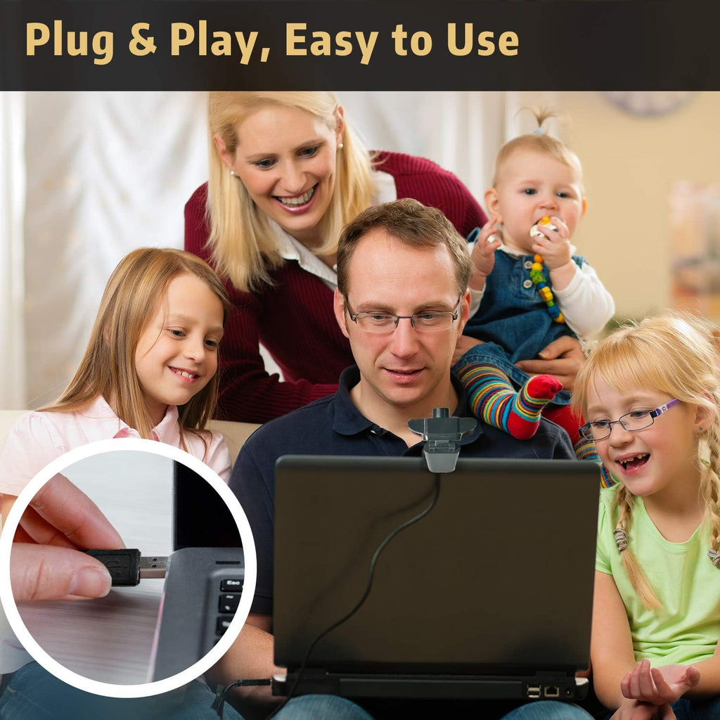 1080P HD Webcam with Microphone, Streaming Computer Web Camera for Laptop/Desktop/Mac/TV, USB PC Cam for Video