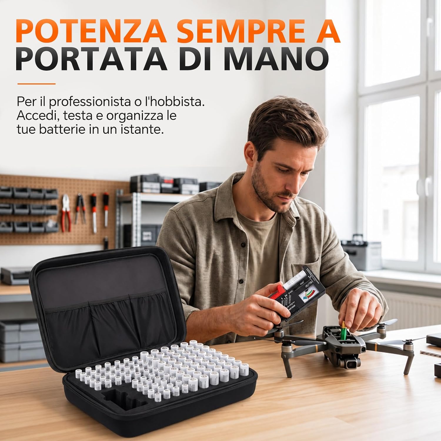 Large Capacity Battery Storage Case with Tester, Portable Organizer Bag for 300 AA & AAA Batteries, Household Home