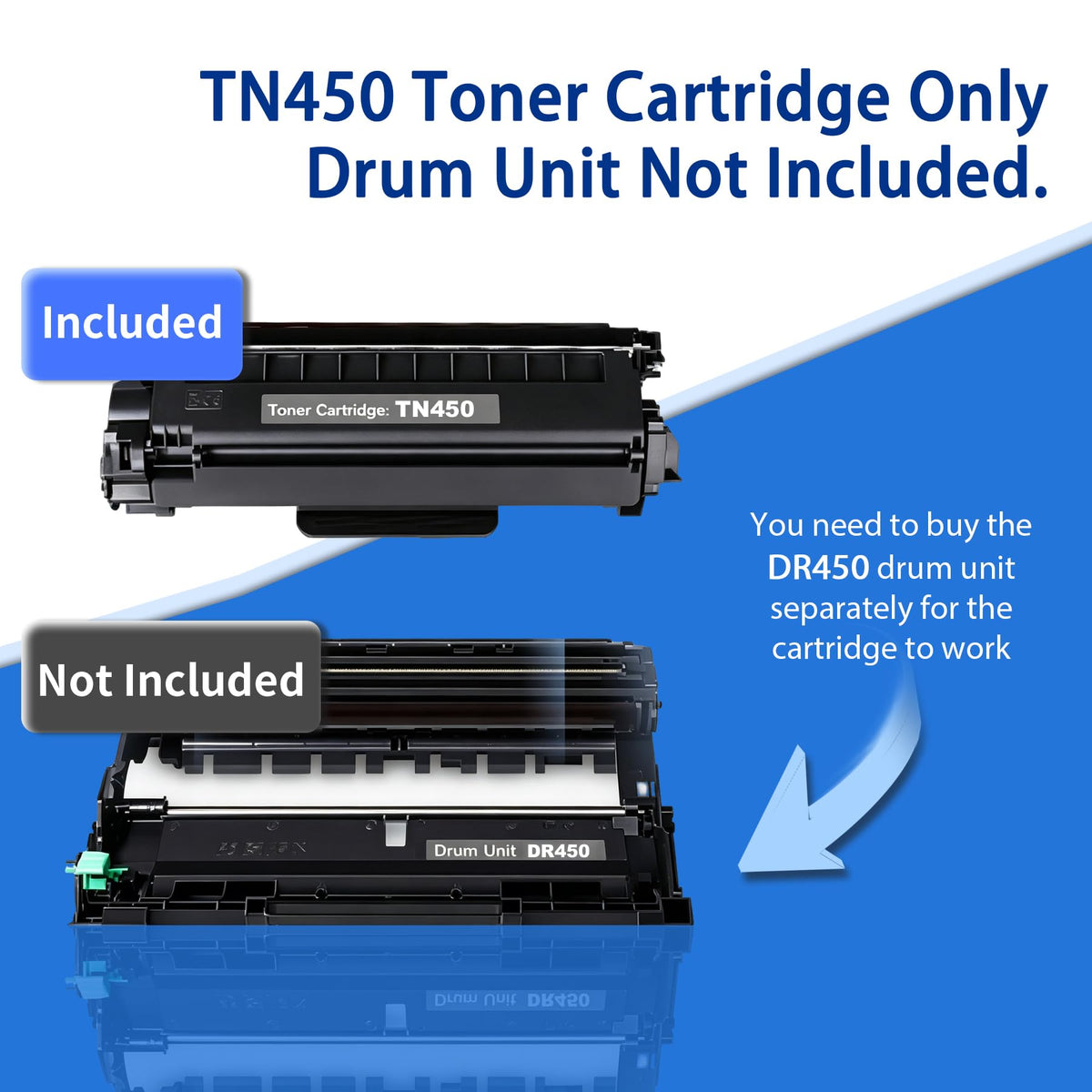 TN450 Toner Cartridge Replacement for Brother TN450 Series 2p Black