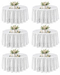 6 Pack White Round lace Tablecloths 71 Inch for Dining Tables