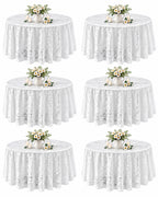 6 Pack White Round lace Tablecloths 71 Inch for Dining Tables