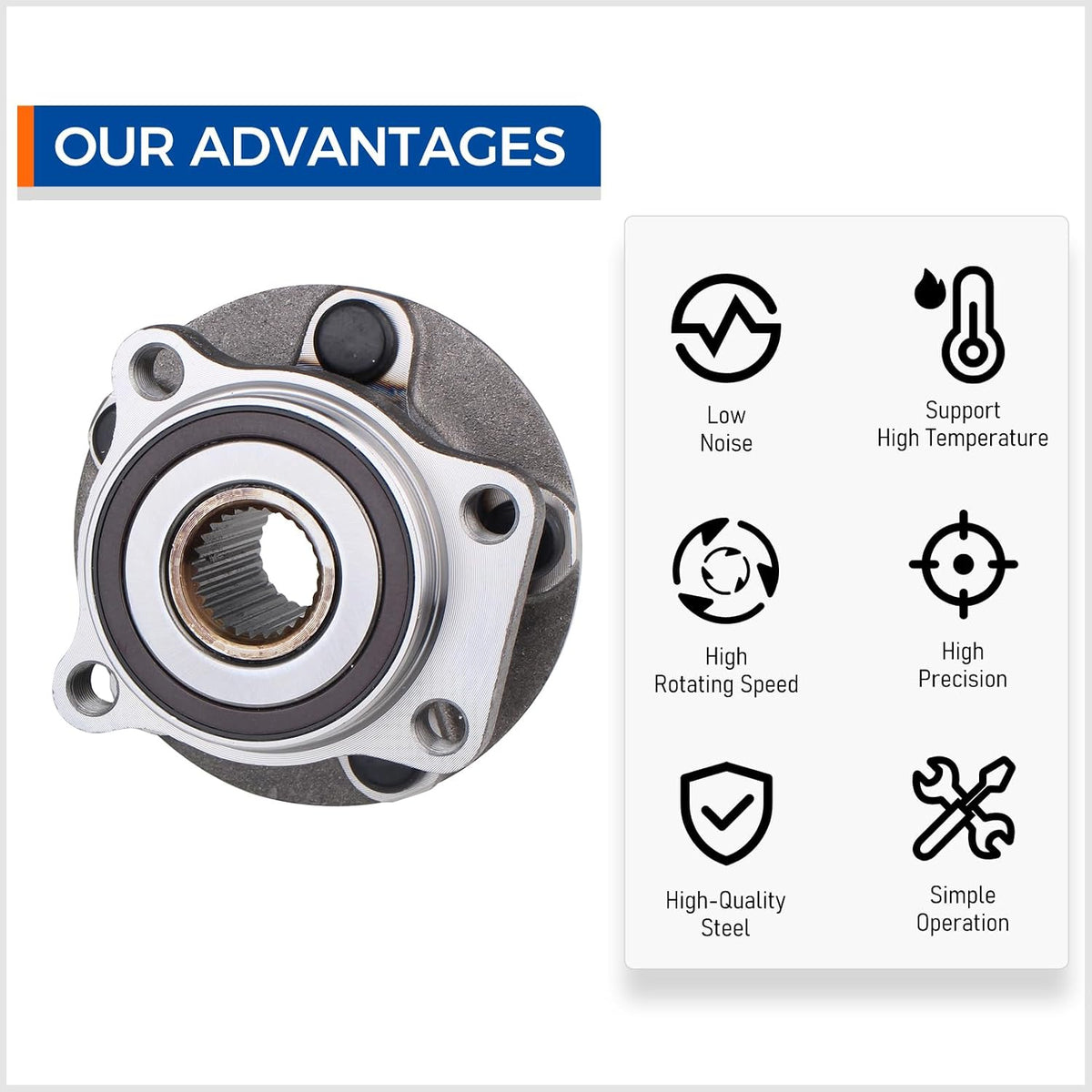 PAROD 513303 Front Wheel Hub & Bearing Assembly Compatible with 2009-2014 Subaru Forester, 2008-2014 Impreza, 2013-2014 WRX, 2013-2014 XV Crosstrek[Thru 01/14/14] w/ABS
