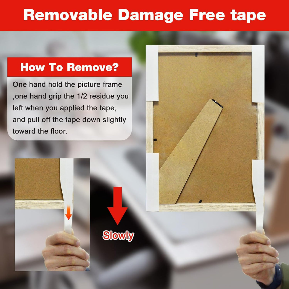 Double Sided Tape Heavy Duty,0.39in X 9.85ft Removable Mounting Tape