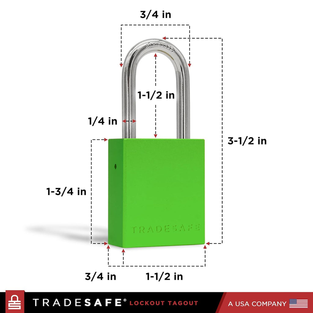 Lockout Tagout Locks Set - 10 Green Aluminum Loto Locks, Lock Out Tag Out Padlocks Keyed Alike, 2 Keys Per Lockout