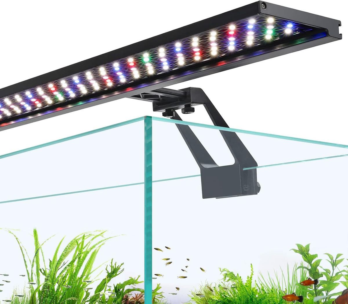 Clip On Full Spectrum Aquarium LED Light, 18W Day-Night Dual Timer Sunrise-Day-Sunset-Moon Fish Tank Light