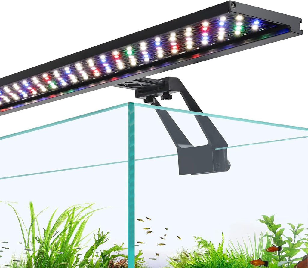 Clip On Full Spectrum Aquarium LED Light, 22W Day-Night Dual Timer Sunrise-Day-Sunset-Moon Fish Tank Light